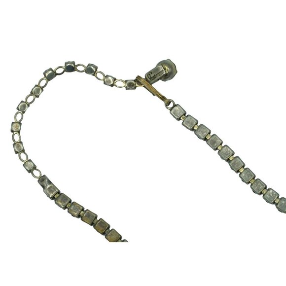 Vintage Sherman Rhinestone Necklace Aurora Borealis and Clear Signed Jewelry - Picture 9 of 10